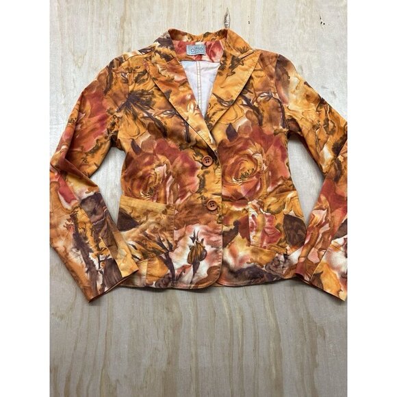 Oltre Women’s Fall Blazer Made In Italy US 6 Cotton Thanksgiving Oranges Pumpkin - Picture 1 of 6